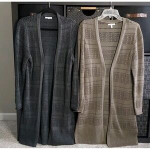 2 Maurices Sm Sweater Bundle Crochet Soft Stretchy Comfy Carnigan Knee Cottage